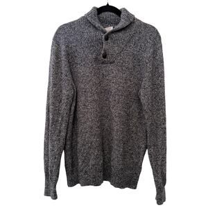 J. Crew Blue Marled Rugged Merino Wool Blend Shawl Collar Sweater Medium